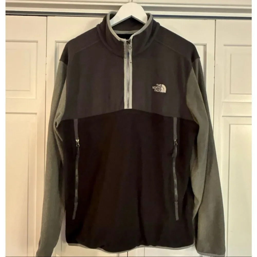 The North Face men’s grey color black quarter zip fleece size XL